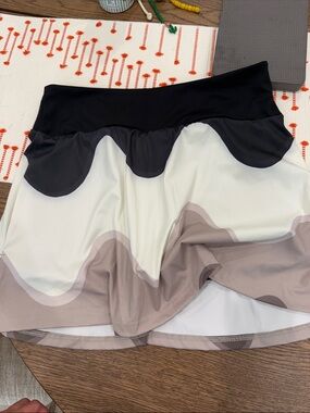 adidas Scallop-Panel Circle Skirt in Black, White & Taupe